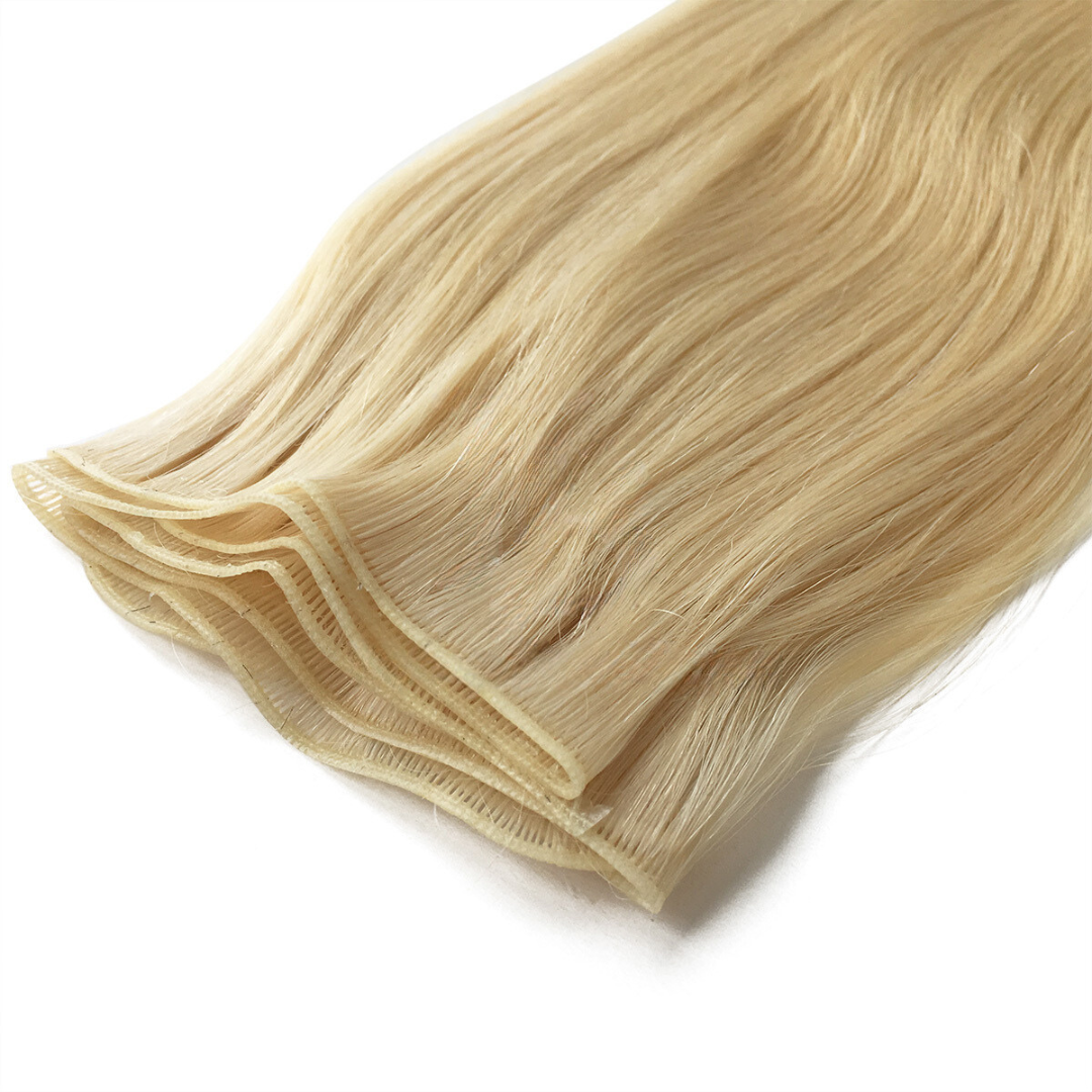 Ash medium light blonde #22 Ultra-Thin Mini Weft Hair Extensions | Real Hair Co - REAL HAIR CO