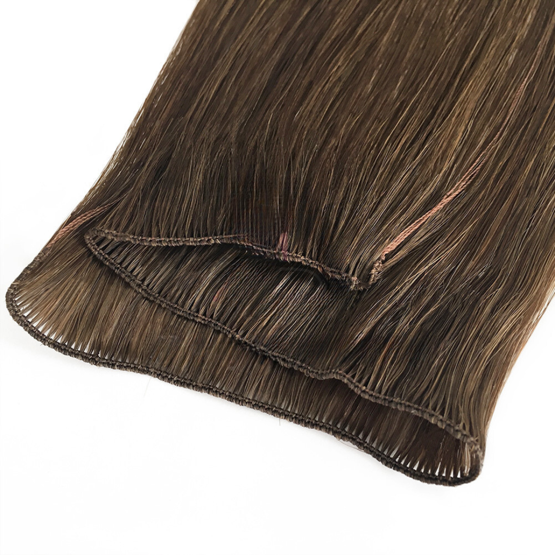 Hand Tied Weft Hair Extensions by Real Hair Co -Chestnut Brown #4 - 100% Remy Human Hair - REAL HAIR CO