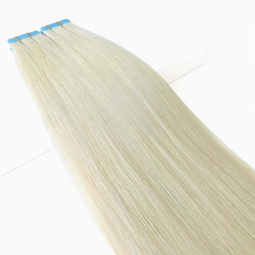 ICE and Platinum Blonde Mix #ICE/60 Premium Tape Hair Extensions – Ready to Ship | Real Hair Co