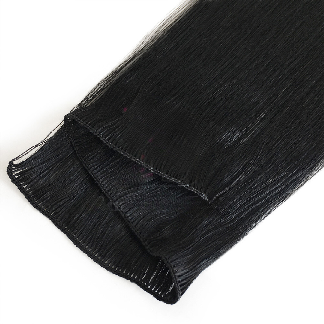 Hand Tied Weft Hair Extensions by Real Hair Co -Jet Black #1 - 100% Remy Human Hair - REAL HAIR CO