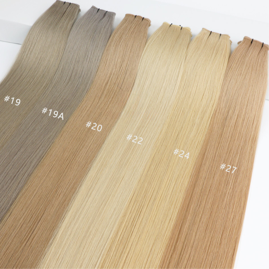 Ash medium light blonde #22 Ultra-Thin Mini Weft Hair Extensions | Real Hair Co - REAL HAIR CO