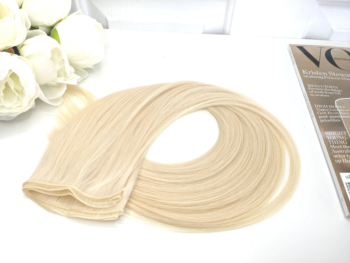 Platinum Blonde & ICE - #60 - Ultra-Thin Mini Weft Hair Extensions | Real Hair Co - REAL HAIR CO