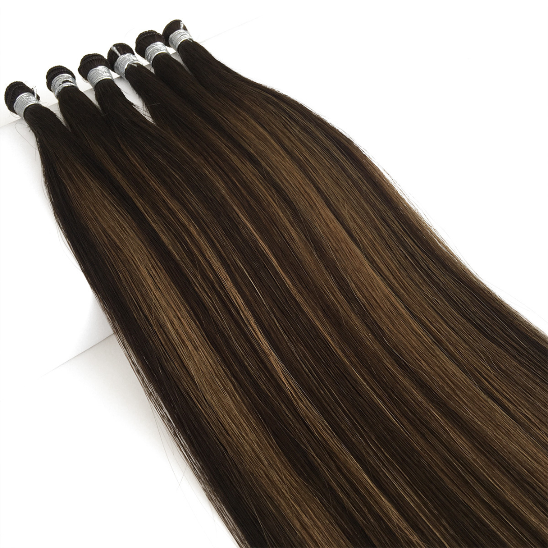 Balayage Brown Mixed Shades - T2-P2/6 - High-Quality Nano Ring Hair Extensions | Real Hair Co - REAL HAIR CO