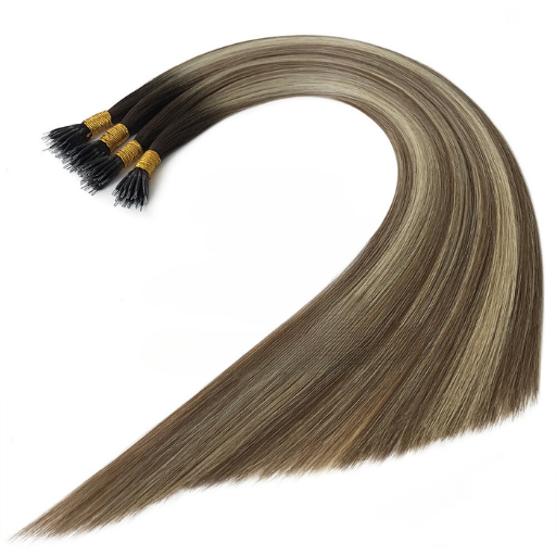 Balayage Dark Blonde Ash - T4-8/60 - High-Quality Nano Ring Hair Extensions | Real Hair Co - REAL HAIR CO