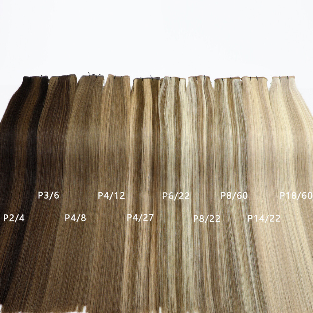 Hand Tied Weft Hair Extensions by Real Hair Co - Light Mixed Brown #8/4 - 100% Remy Human Hair - REAL HAIR CO